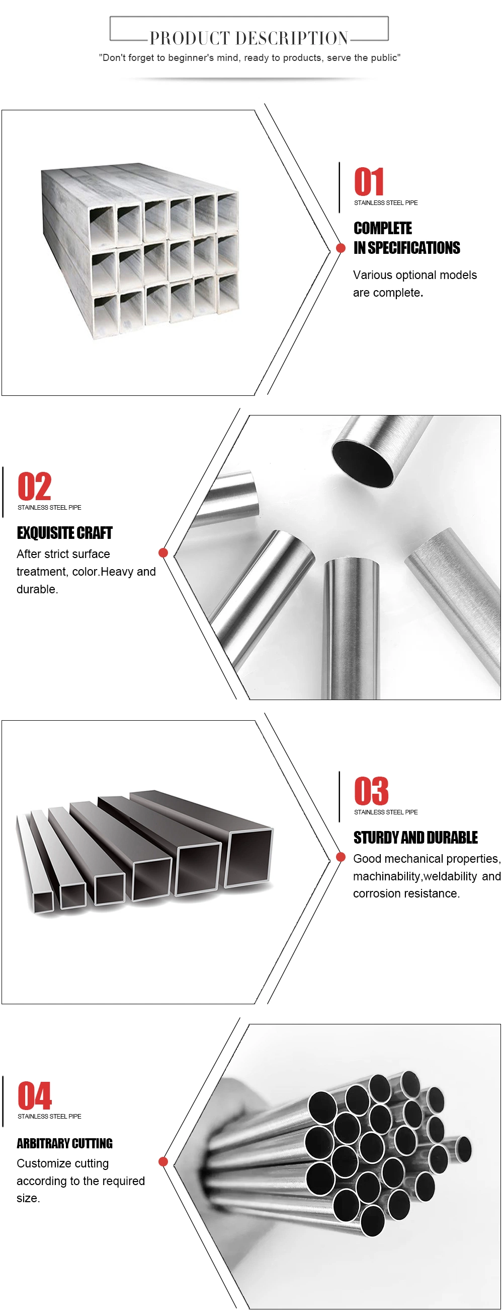 Food Grade 304 304L 316 316L 310S 321 410 430 904L Seamless Stainless Steel Tube Ss Pipe