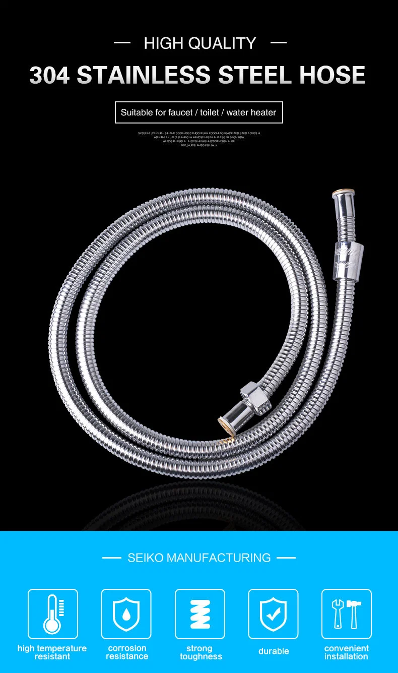 Shower Hose Pipe Bathroom High Pressure Stainless Steel Flexible PVC Shower Pipe