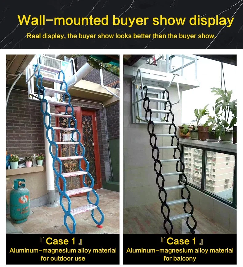 Outside Stairs Side Wall Steel Folding Stairs Retractable Fire Escape Ladder