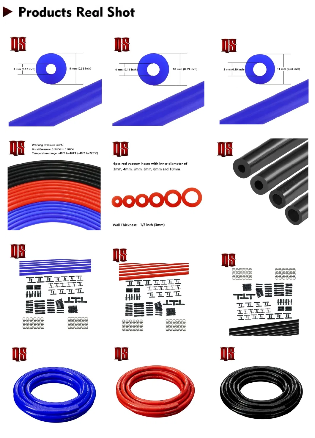 Motorsports Racing Parts High Temperature Resistant Universal Flexible Silicone Rubber Vacuum Hose Tube