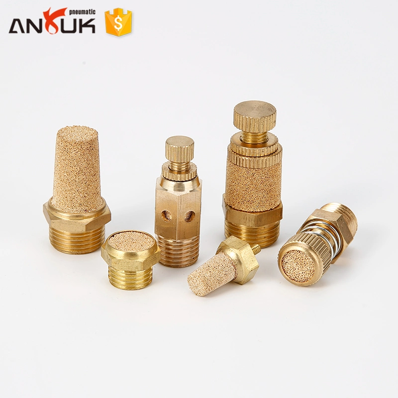 Exhaust Muffler Valve Silence Throttle Copper with Spring Loaded Adjustable Brass Absorb Noise Air Silencer Pipes Parts