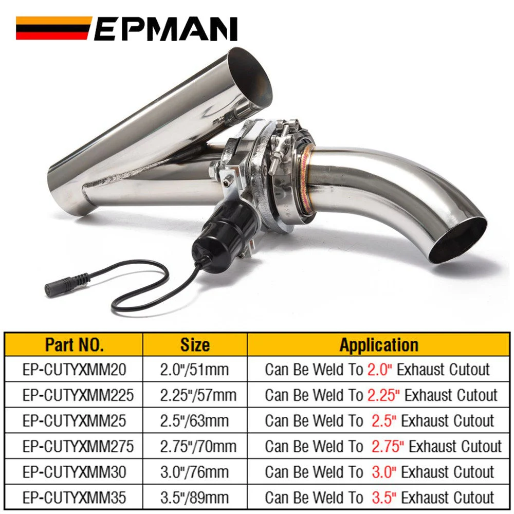 Epman 2&quot;/2.25&quot;/2.5&quot;/2.75&quot;/3&quot;/3.5&quot; Electric Cutout / E-Cut out Valve System W/O Remote for Exhaust Catback/Downpipe Ep-Cutyxmm