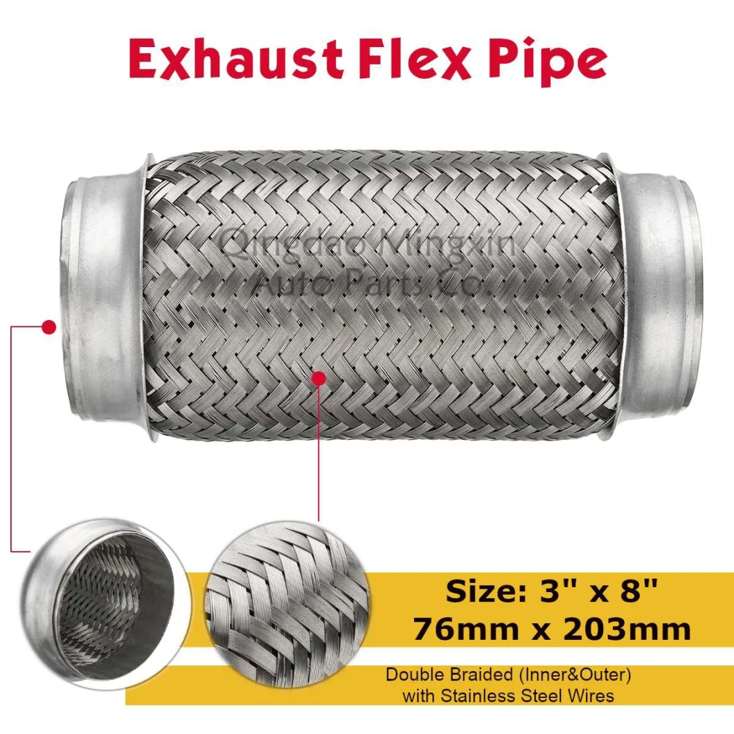 Exhaust Flex Pipe Double Braided Exhaust Bellows Pipe with Stainless Steel Wires