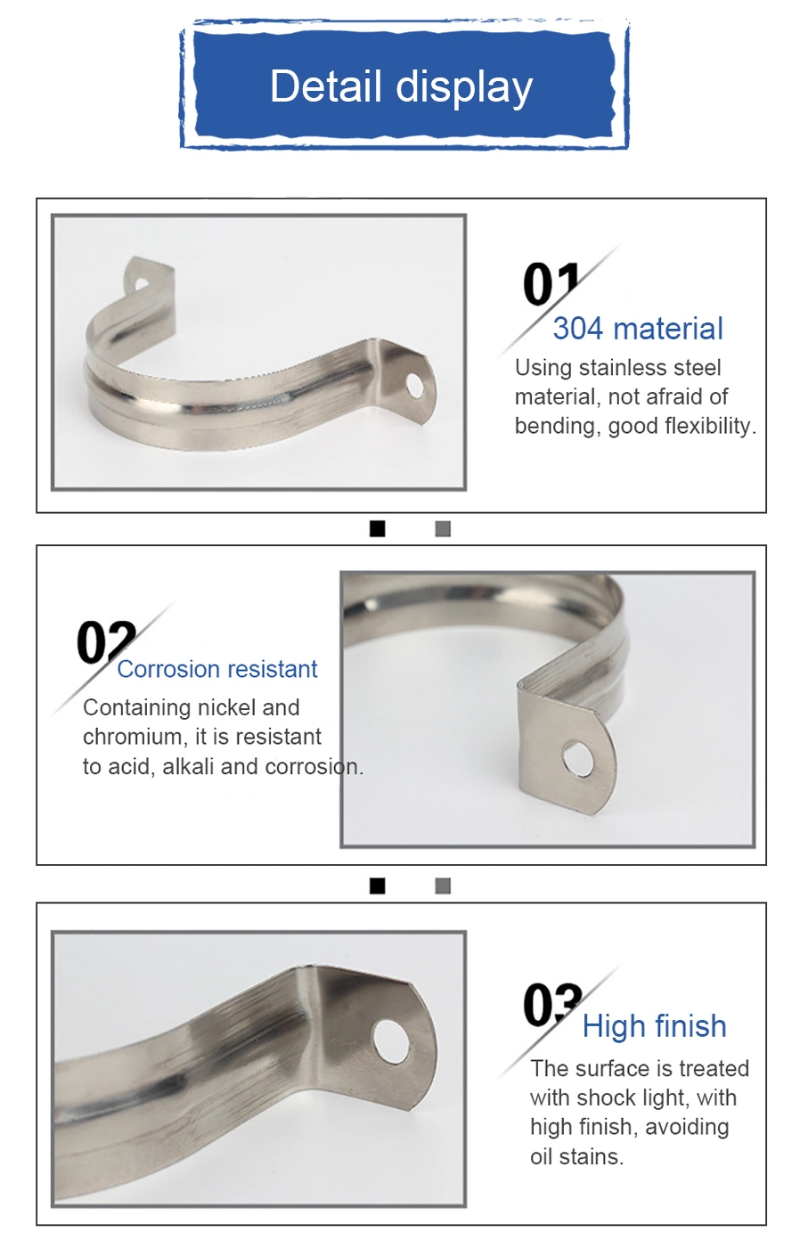 Stainless Steel 304 Heavy Duty Exhaust Clamp Stainless Steel Pipe Clamp