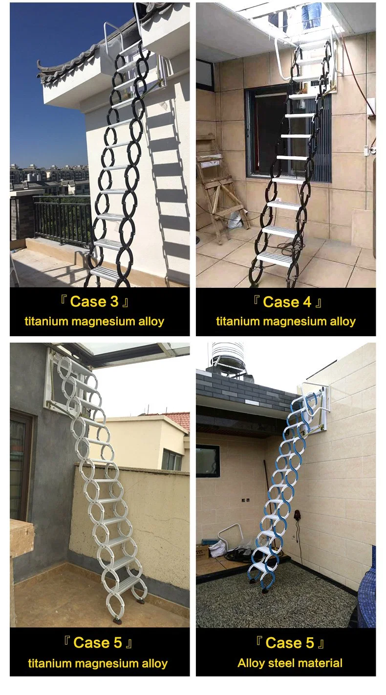 Outside Stairs Side Wall Steel Folding Stairs Retractable Fire Escape Ladder