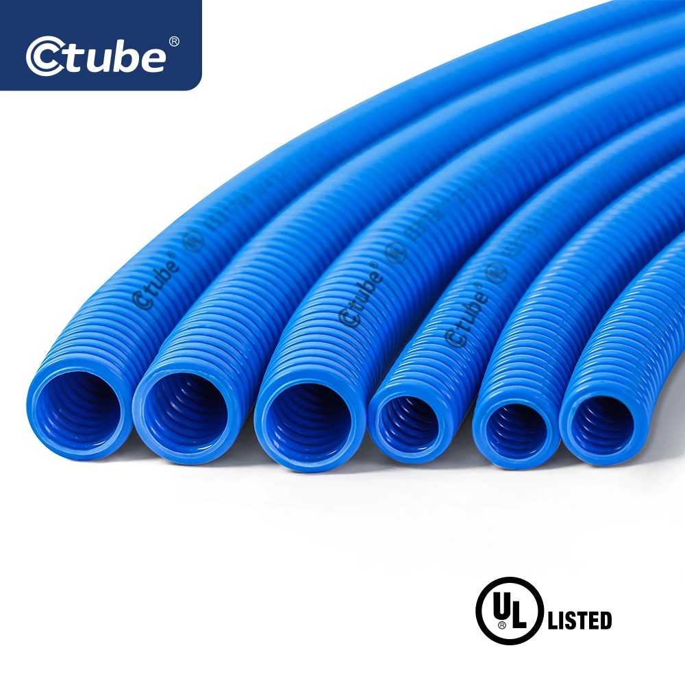 Ctube 1/2, 3/4, 1 Inch Corrugated Conduit PVC Electrical Flexible Pipe Hose Ent Tube