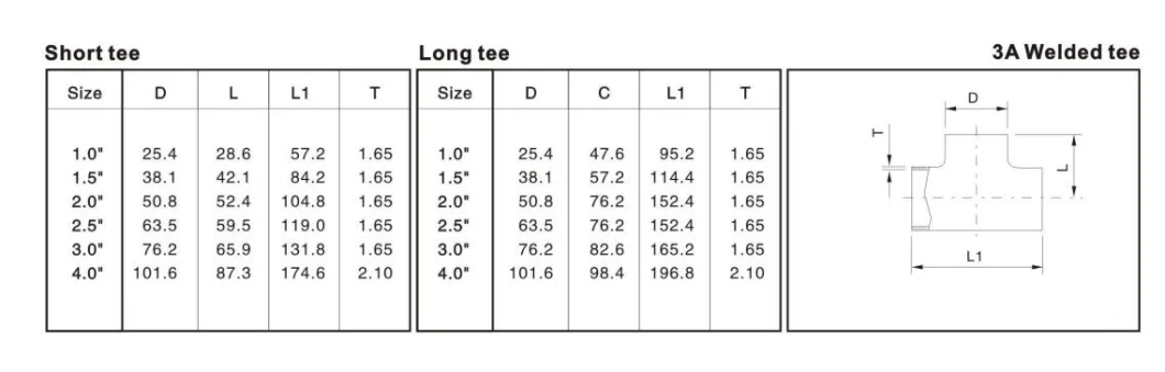 Affordable Sanitary Food Grade Pipe Fittings: 4-Inch Stainless Steel Unequal Tee with Reduced Size