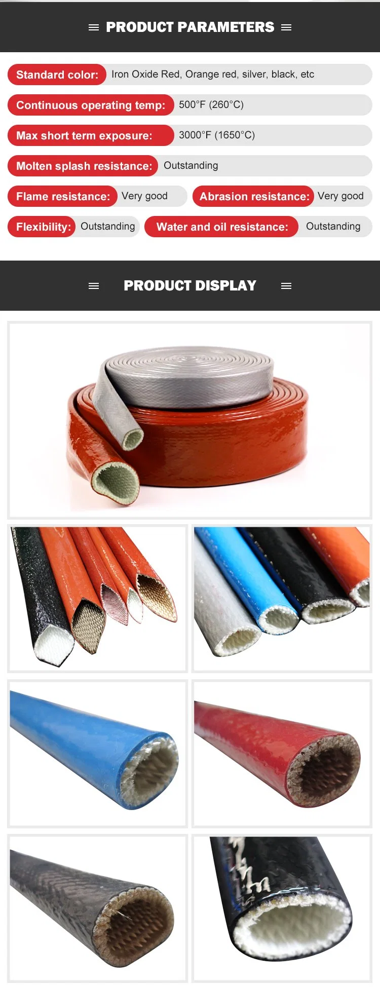 Exhaust Pipe High Heat Insulation Silicone Coated Basalt Fiber Fire Sleeve