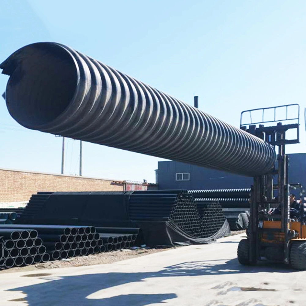 Black Color Steel Reinforced HDPE Spiral Corrugated Pipe