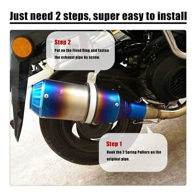 Motorcycle Exhaust Pipe Down Motorcycle Pipe Carbon Fiber Moto Silencer with dB Killer Muffler Band Flanges