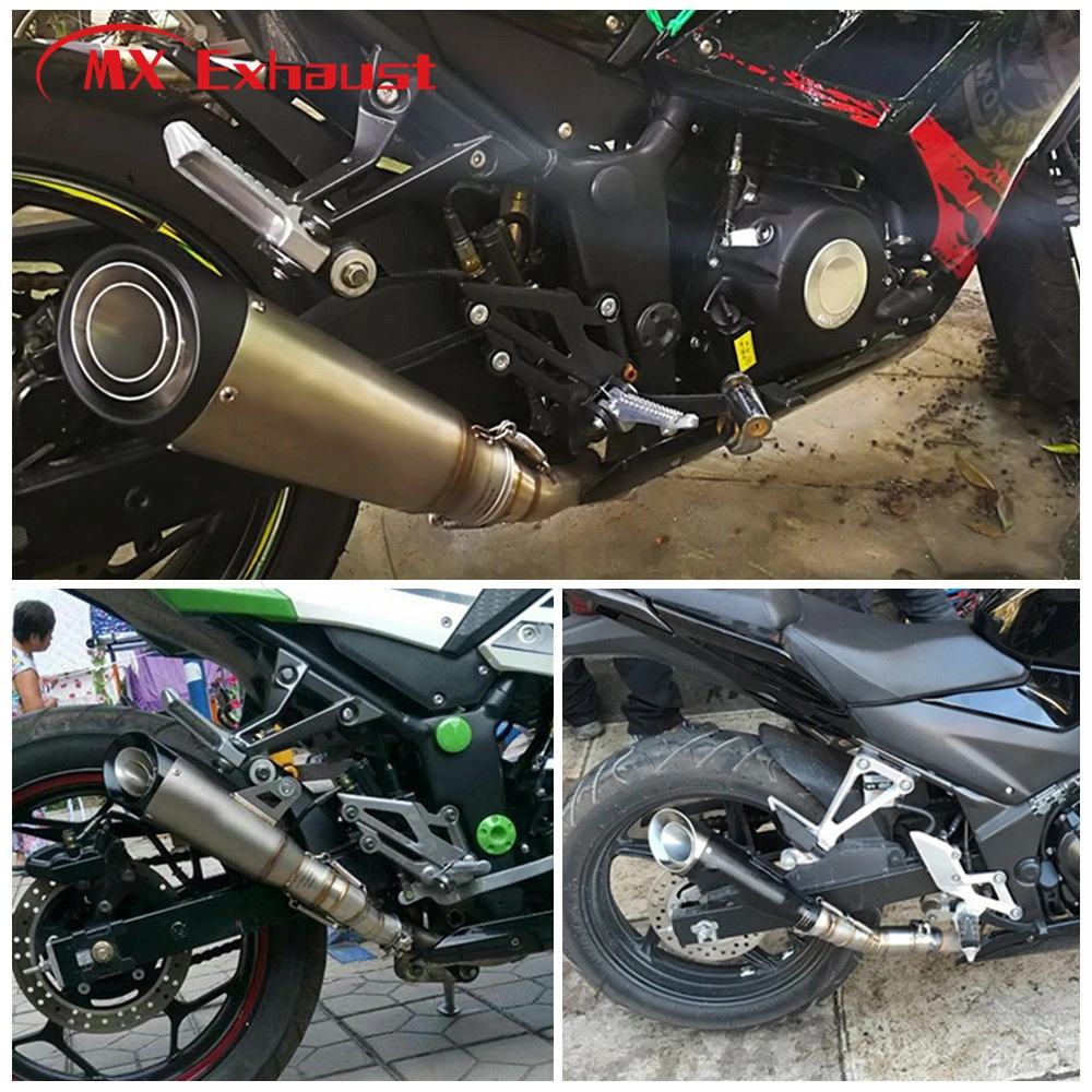 Motorcycle Exhaust Pipe Down Motorcycle Pipe Carbon Fiber Moto Silencer with dB Killer Muffler Band Flanges