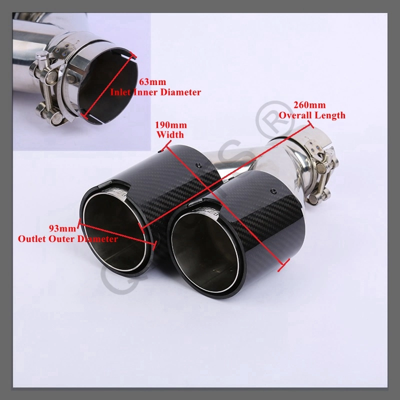 [Qisong] Qiauts Car Carbon Fiber Exhaust Dual Outlet End Tips Pipes