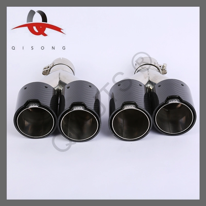 [Qisong] Qiauts Car Carbon Fiber Exhaust Dual Outlet End Tips Pipes