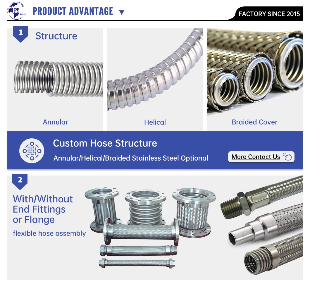 High Temp Stainless Steel 304 Braided Flexible Ss321 Metal Hoses with Joints