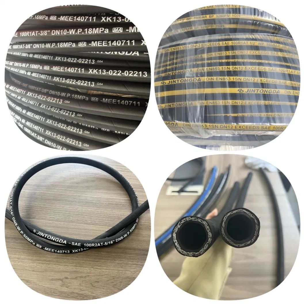 One Layer Steel Wire Braid Flexible High Pressure SAE 100r1at 1sn Hydraulic Rubber Hose Used for Agricultural Machinery