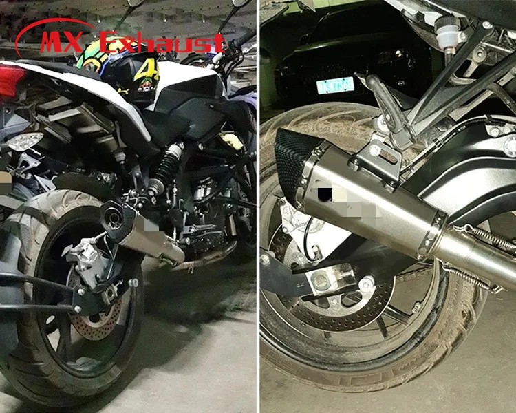 Motorcycle Exhaust Pipe Down Motorcycle Pipe Carbon Fiber Moto Silencer with dB Killer Muffler Band Flanges