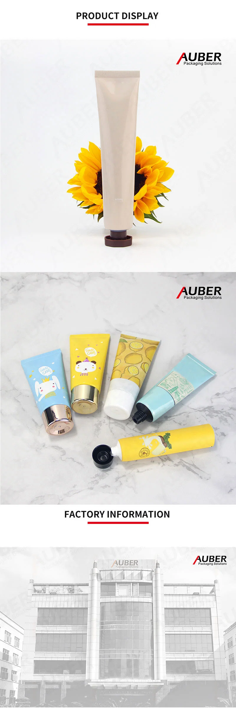 Aluminum Cream Tubes for Cosmetics with Tail Clip Customized Hand