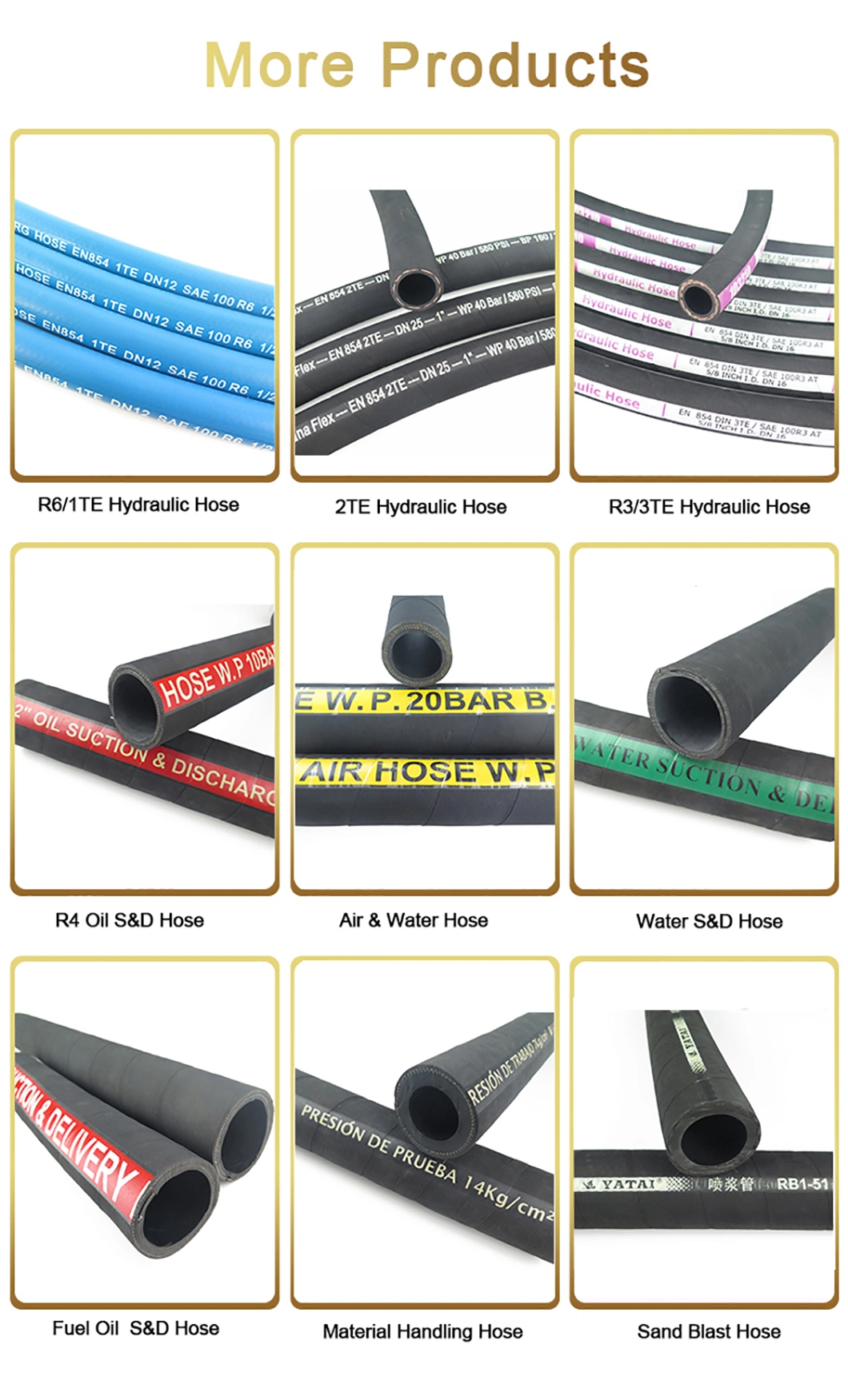 SAE100 R6 En854 1te Pushlok High Strength Fiber Braided Oil Hydraulic Hose