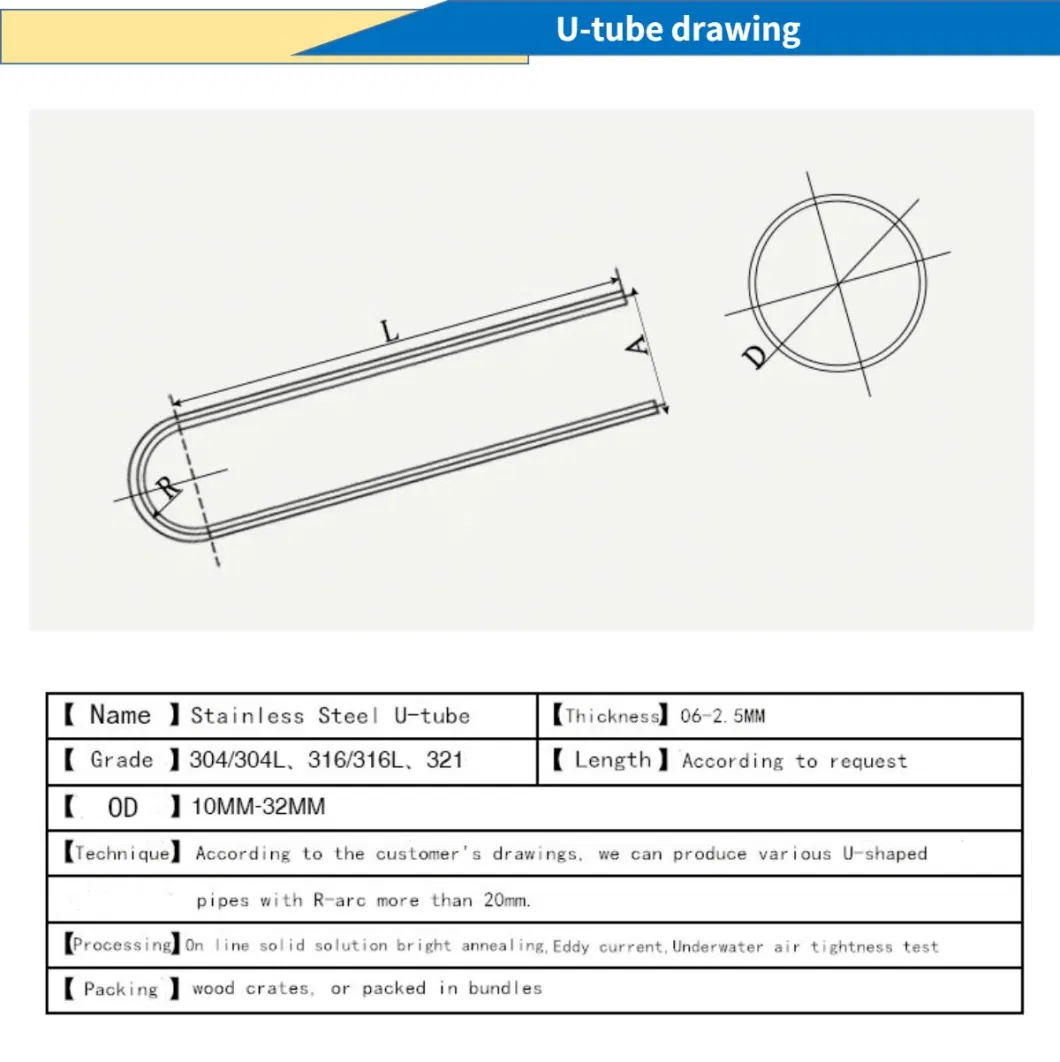 Bends 40mm S31803 U Shaped Stainless Steel Pipe for Heat Exchanger