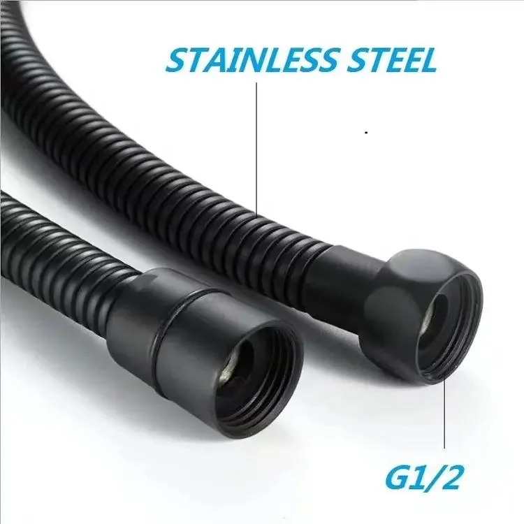 Matt Black Stainless Steel Bathroom Flexible Water Pipe Flexible Shower Hose