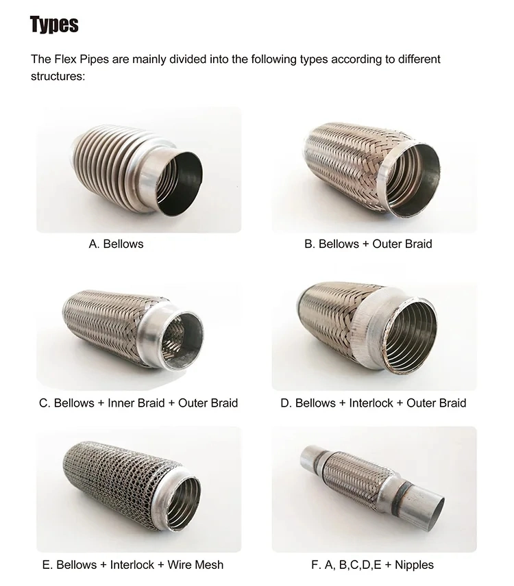 Stainless Steel Ss201 SS304 Car Flexible Exhaust Bellow Corrugated Pipe Connector Exhaust Pipe