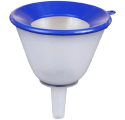 1 1/4 Quart Dark Blue Double Cap Plastic Funnel