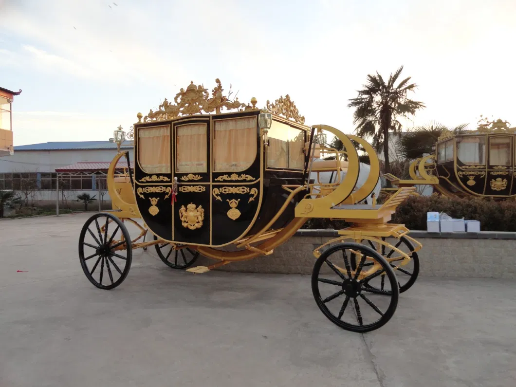 Golden Color Wedding Horse Carriage