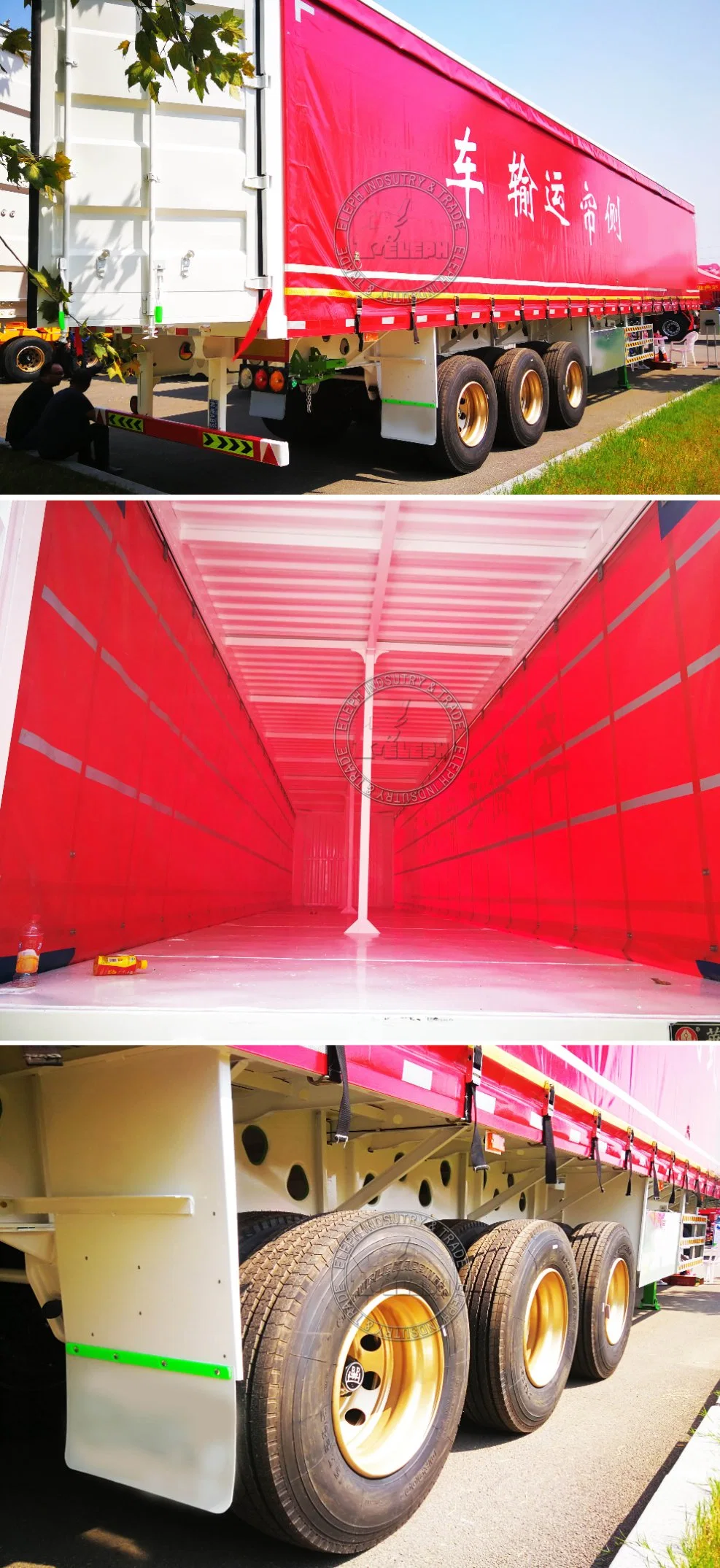 3 Axles 40 Feet Easy Unload Curtain Side Step Deck Trailer Cargo Van Box Semi Trailer with Two Slide Side Curtain Beverage Truck for Sale