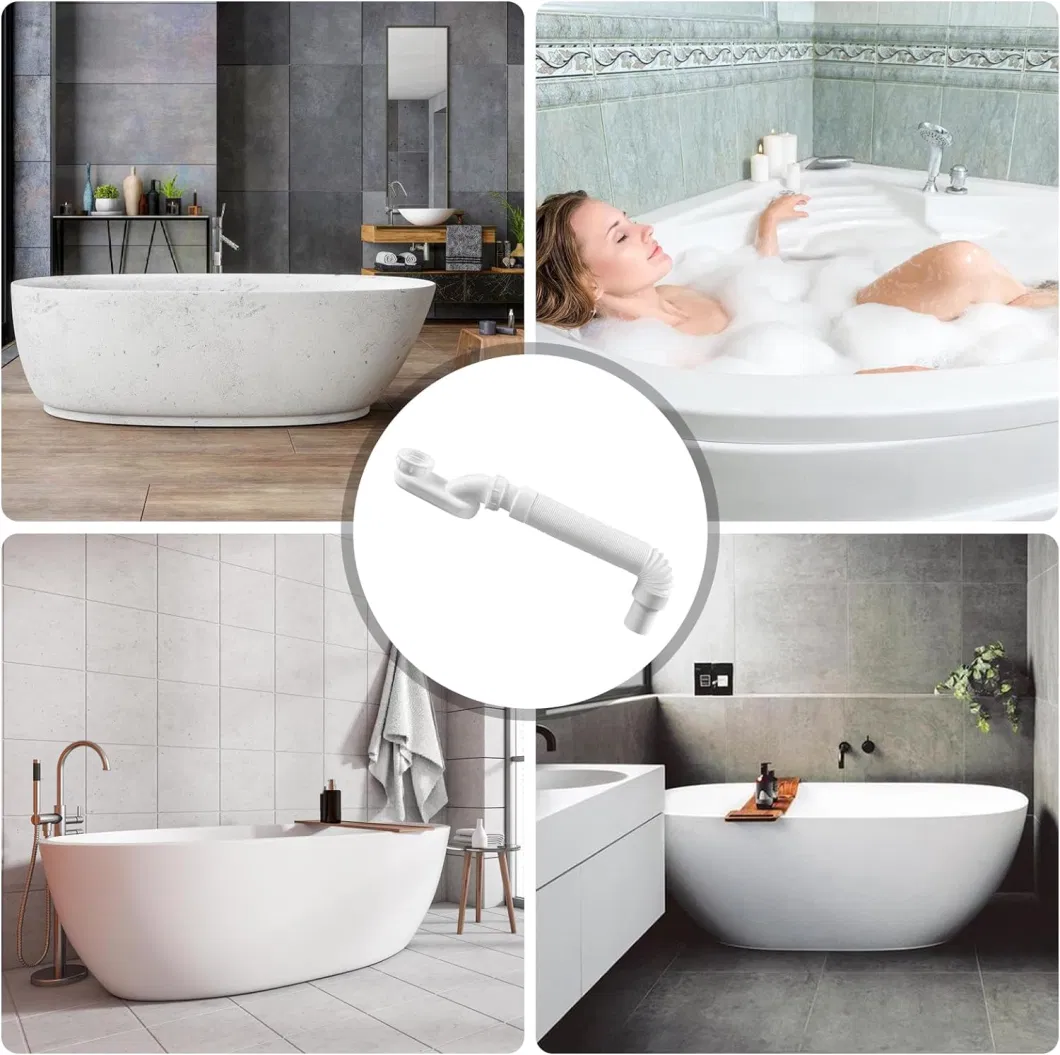 Bathtub Shower Drain Pipe Low Profile P Trap Kit Flexible Drain Pipe for Bathtub