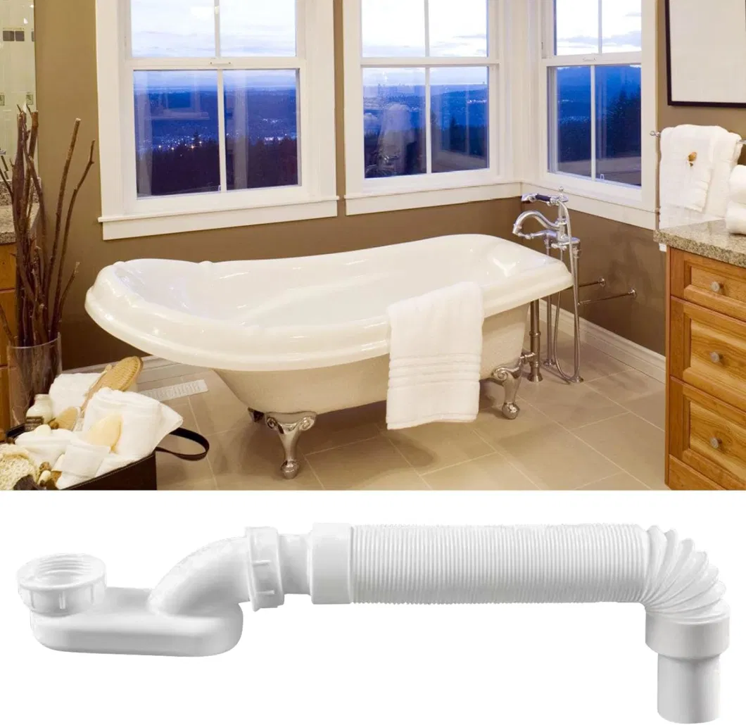 Bathtub Shower Drain Pipe Low Profile P Trap Kit Flexible Drain Pipe for Bathtub