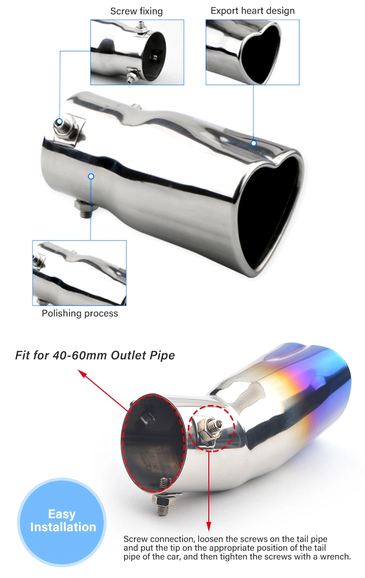 Heart Shaped Surface Polishing Exhaust Tail Pipe