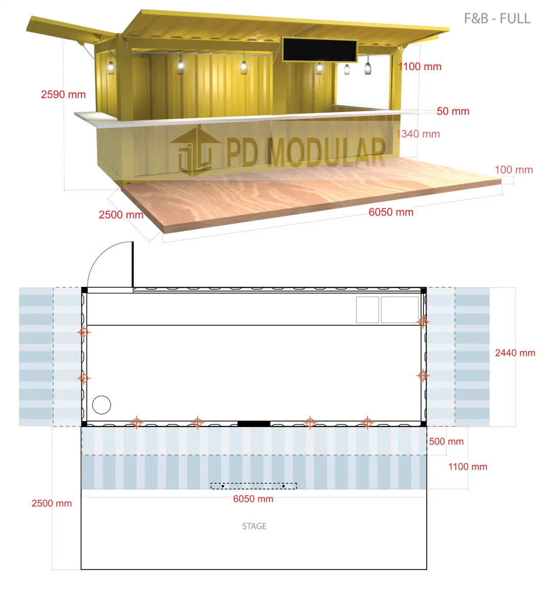 Prefab Mobile Portable Home Kitchen Cook House Restaurant Fast Food Shop Bar