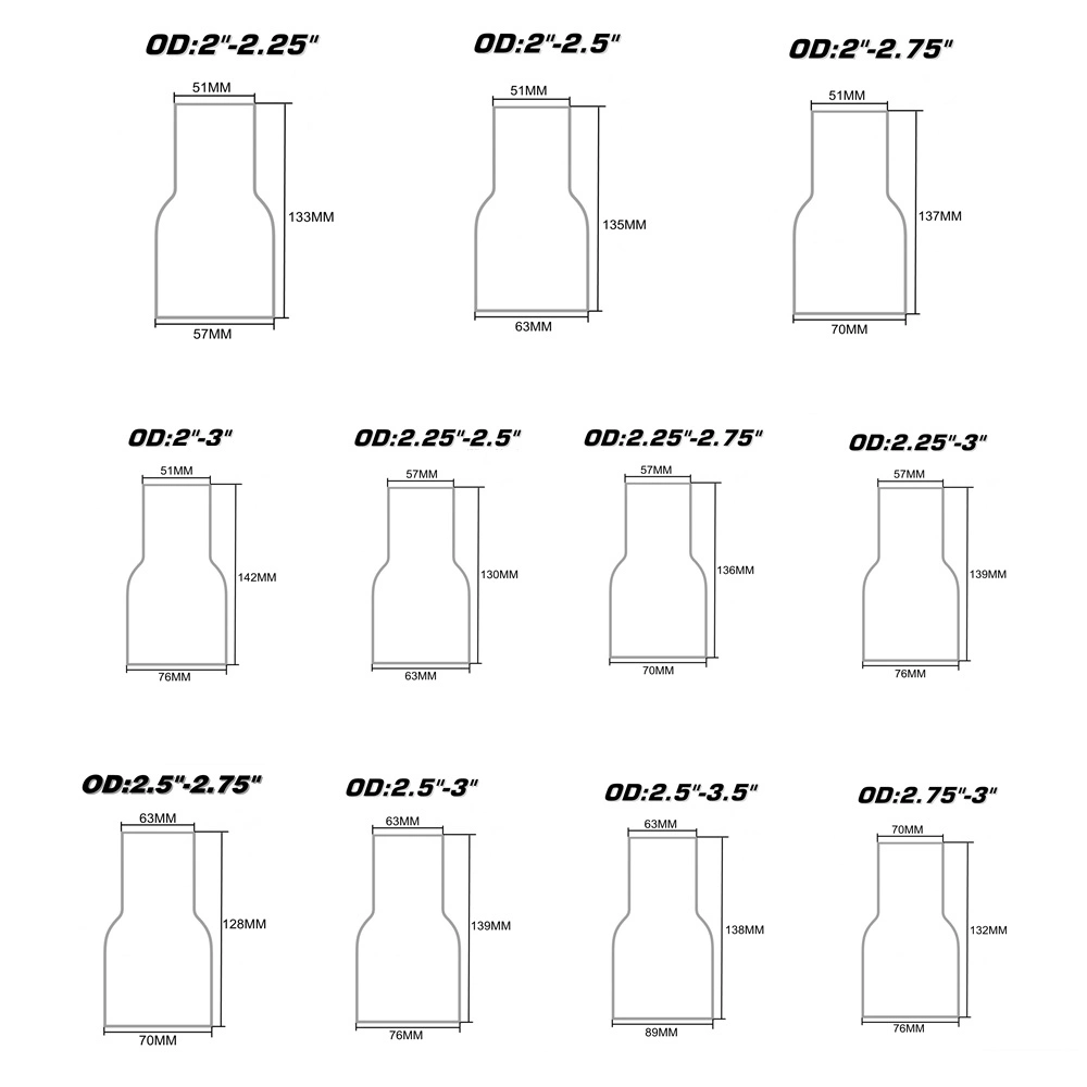 Epman -Od: 2&quot; 2.25&prime;&prime; 2.75&prime;&prime; 3&prime;&prime; 3.5&prime;&prime; Universal Exhaust Pipe to Component Adapter Reducer Pipe