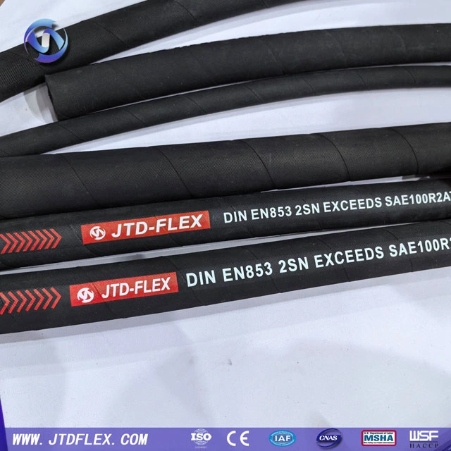 Factory Oil Resistant High Tensile Steel Wire Flexible Braided SAE 100 R1at R2at /1sn 2sn High Pressure Hydraulic Rubber Hose