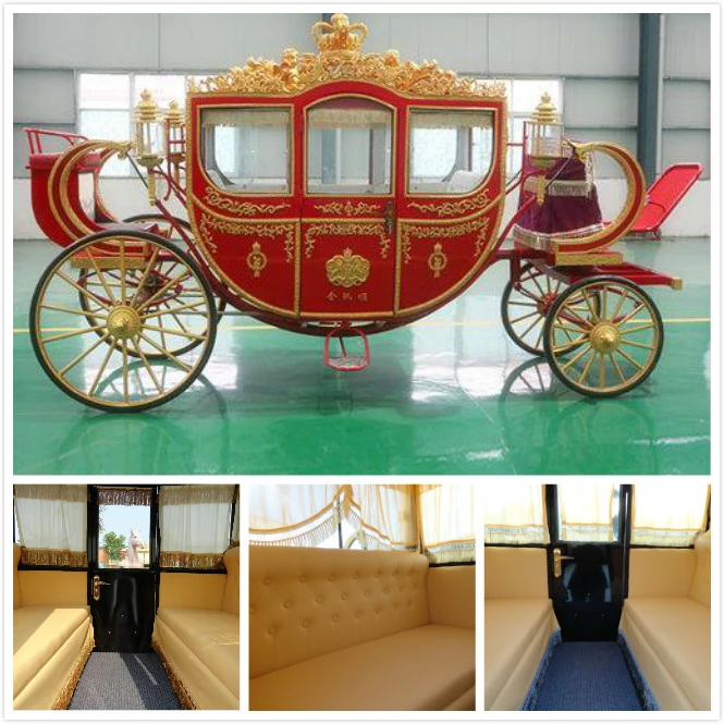 Golden Color Wedding Horse Carriage