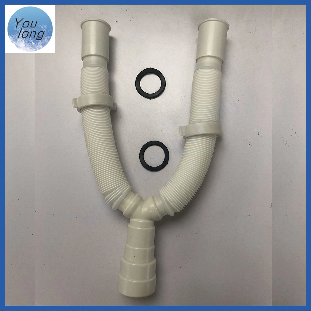 Y- Shape Pipe PVC Flexible Drain Pipe Kitchen Double Sink Drainage Hose