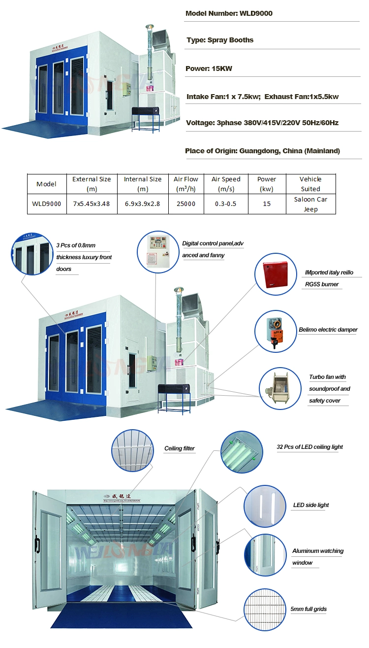 Wld9000 Auto Paint Booth Auto Spray Booth Paint Oven Painting Booth Painting Room Paintng Cabin Painting Chamber Garage Equipment Auto Body Repair 4s Shop CE