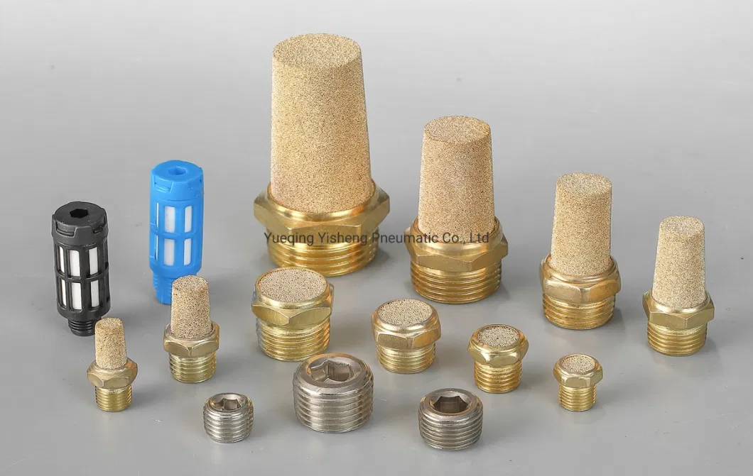 Cone Shape Brass Metal Pneumatic Air Exhaust Muffler Silencer 1/8&prime;&prime; 1/4&prime;&prime; 3/8&prime;&prime; 1/2&prime;&prime; 3/4&prime;&prime; 1&prime;&prime; for Cylinder Solenoid Valve