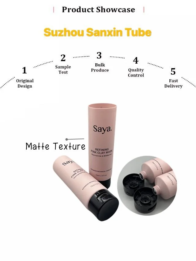 Factory Price Unsealed Tail 100ml Customized Matte Pink Cosmetic Squeeze Tube