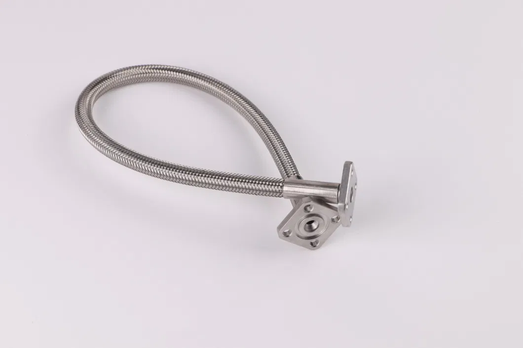 4 Inch High Pressure Pipe Fittings PTFE Tube Flanged or Thread Connection Stainless Steel 304 Bellow Metal Braided Flexible Hose