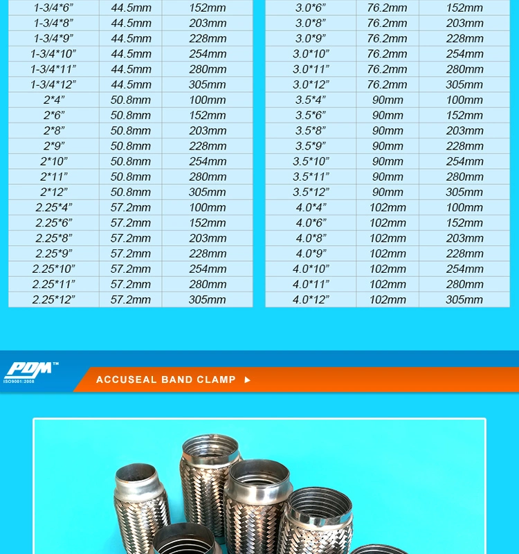 Stainless Steel Flex Bellow Flexible Exhaust Pipe with Outer Braid