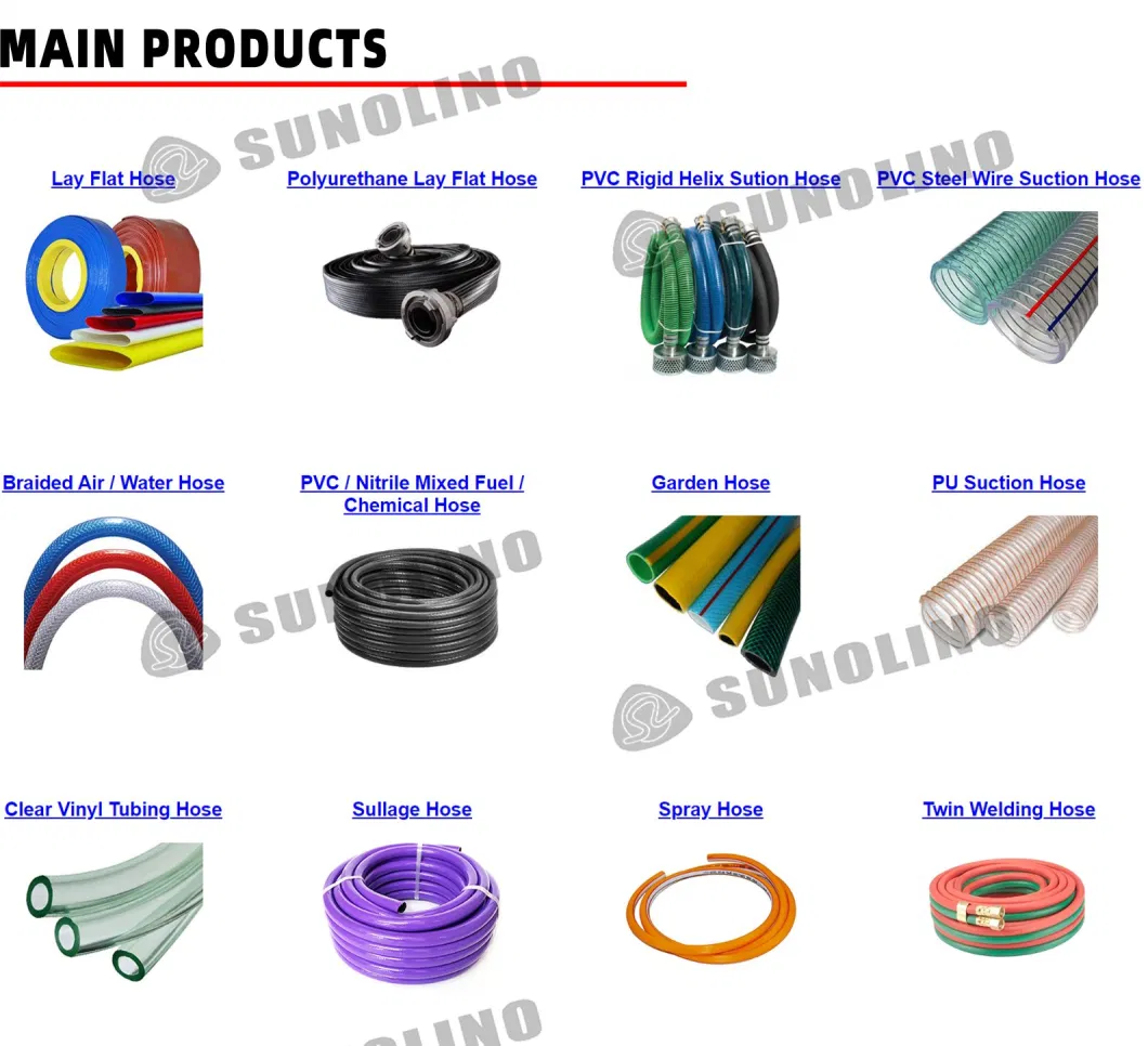 PVC PU NBR Layflat Flexible Suction Garden Water Sunny Hose Supplier