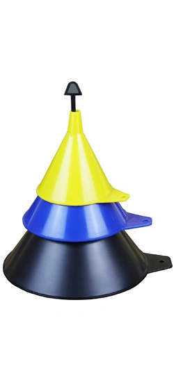 1 1/4 Quart Dark Blue Double Cap Plastic Funnel