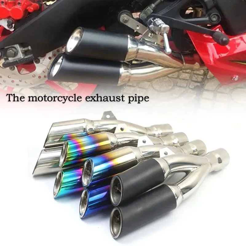 Motorcycle Exhaust Pipe Down Motorcycle Pipe Carbon Fiber Moto Silencer with dB Killer Muffler Band Flanges