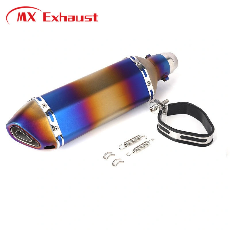 Motorcycle Exhaust Pipe Down Motorcycle Pipe Carbon Fiber Moto Silencer with dB Killer Muffler Band Flanges