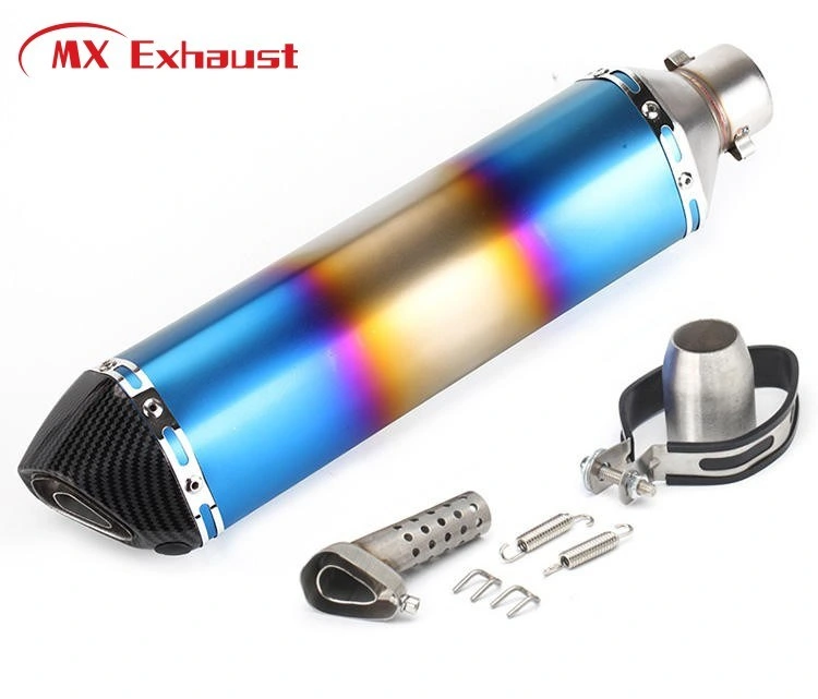 Motorcycle Exhaust Pipe Down Motorcycle Pipe Carbon Fiber Moto Silencer with dB Killer Muffler Band Flanges