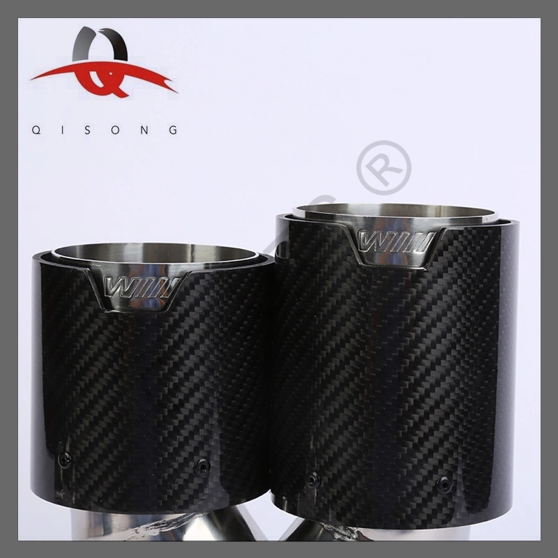 [Qisong] Qiauts Car Carbon Fiber Exhaust Dual Outlet End Tips Pipes