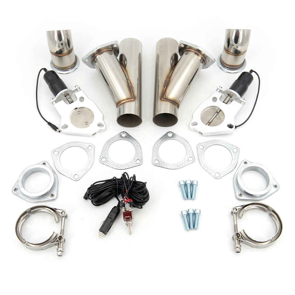 2.5 Inch 3 Inch Dual Stainless Steel Y Headers Pair Electric Exhaust Cutout Pipe Kit with Switch Control