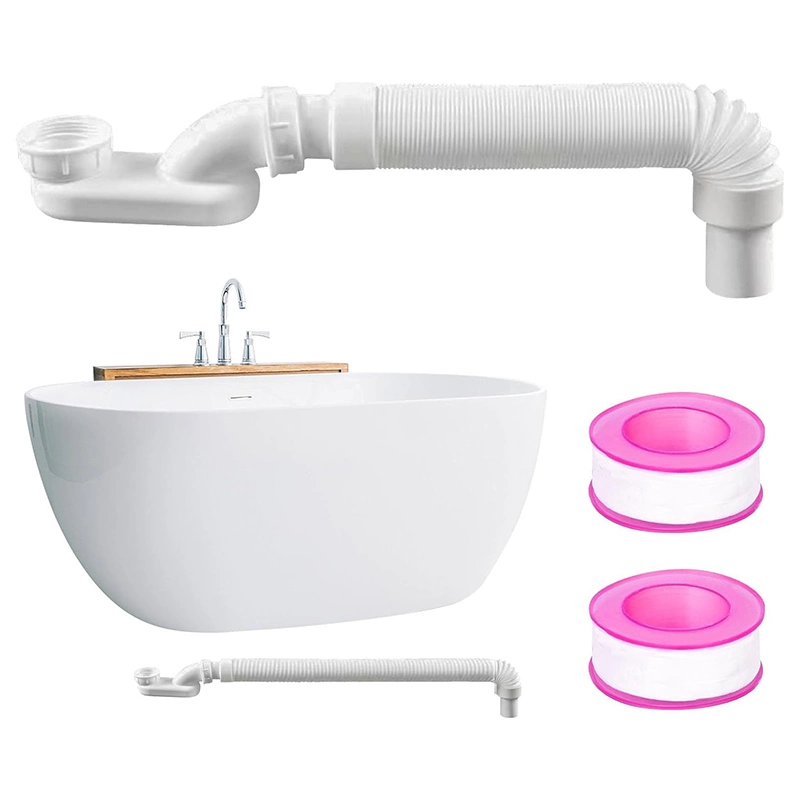 Bathtub Shower Drain Pipe Low Profile P Trap Kit Flexible Drain Pipe for Bathtub