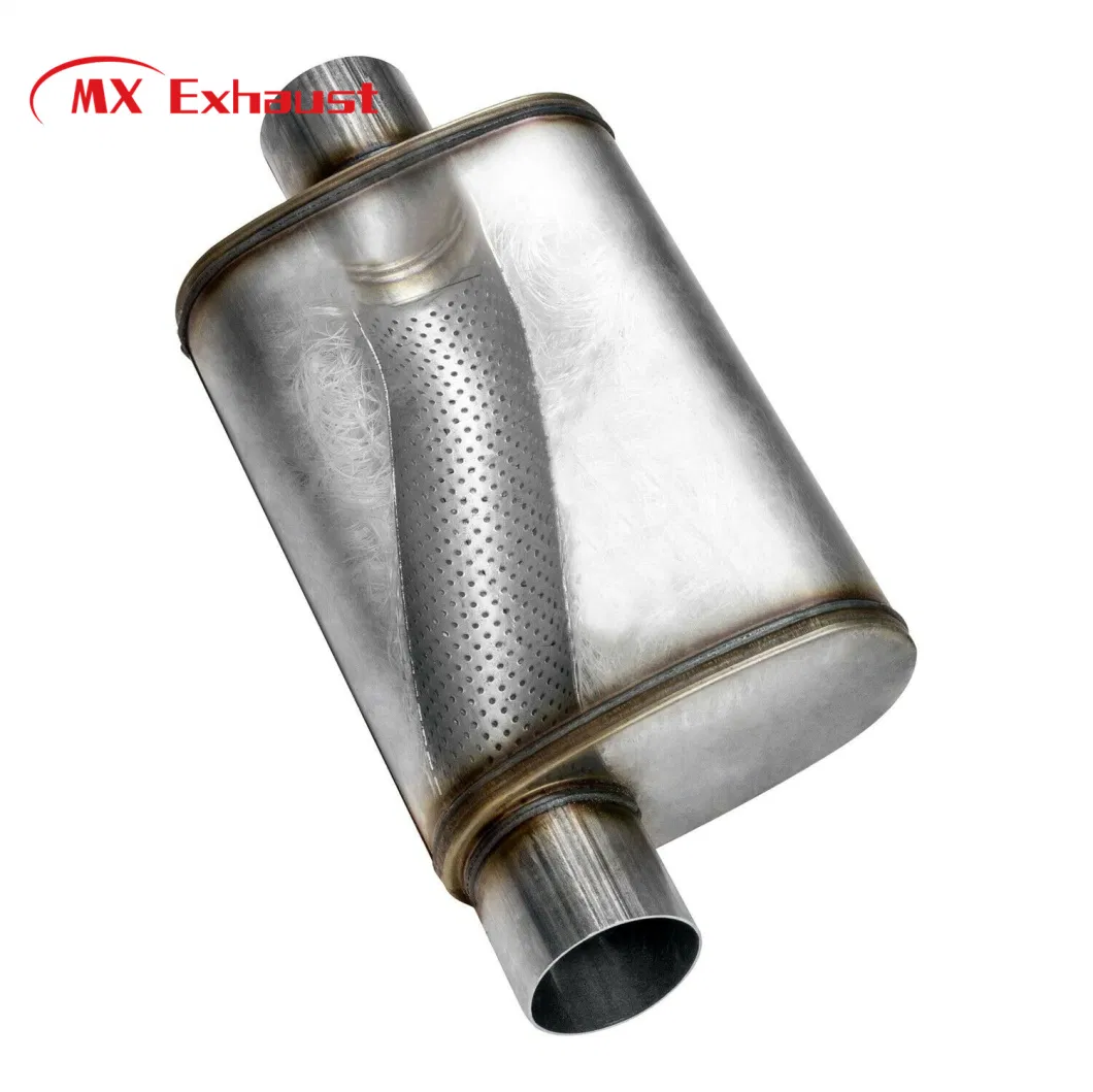 Made in China Stainless Steel Oval Shaped 2.25 Inch Ss 409 Universal Exhaust Muffler